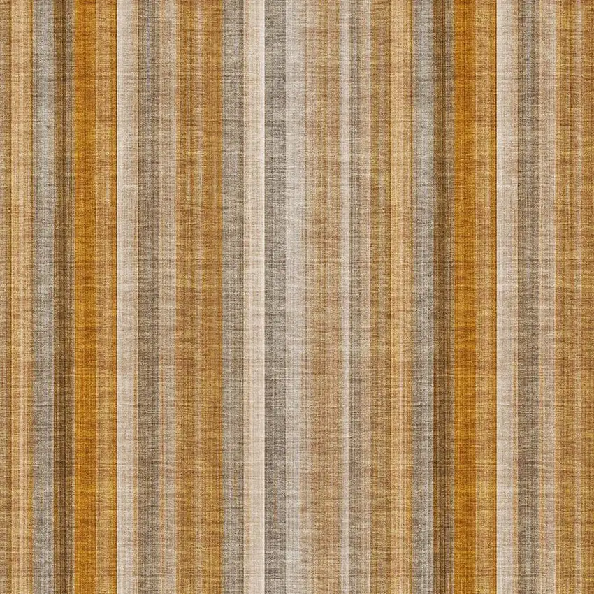 Rust And Gray Striped Washable Area Rug With UV Protection Photo 3