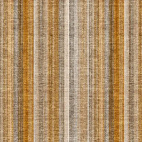 Rust And Gray Striped Washable Area Rug With UV Protection Photo 3