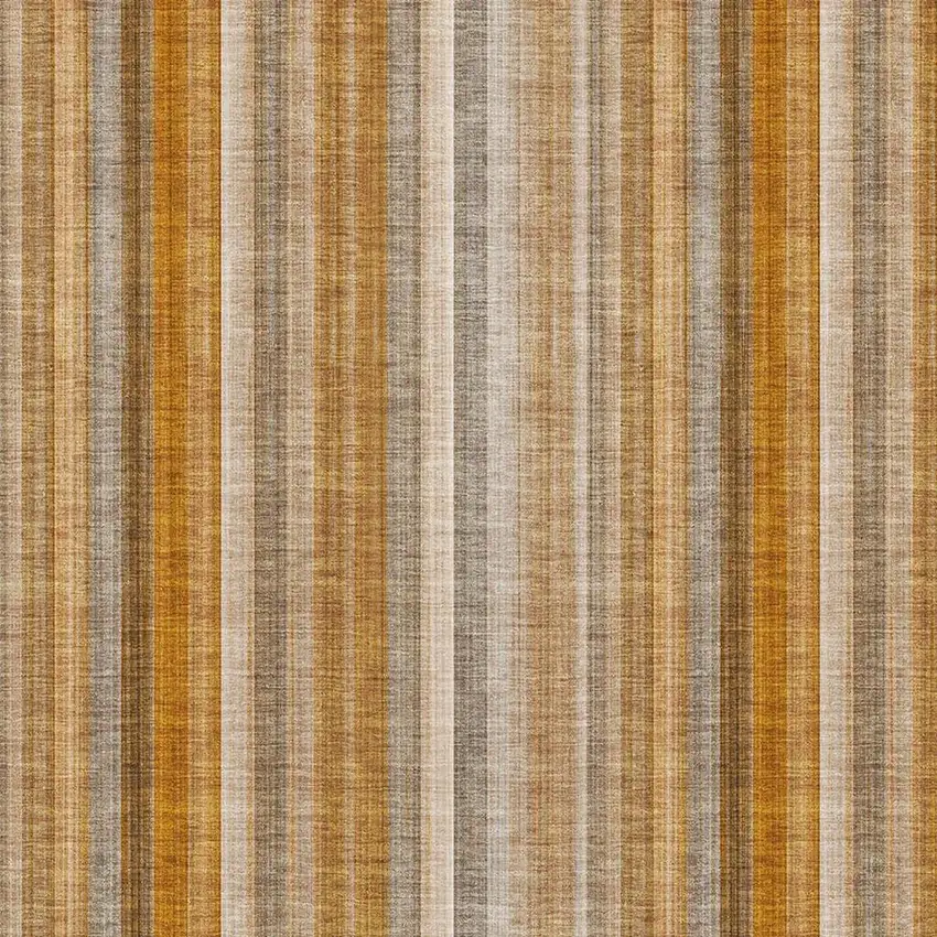 Rust And Gray Striped Washable Area Rug With UV Protection Photo 3