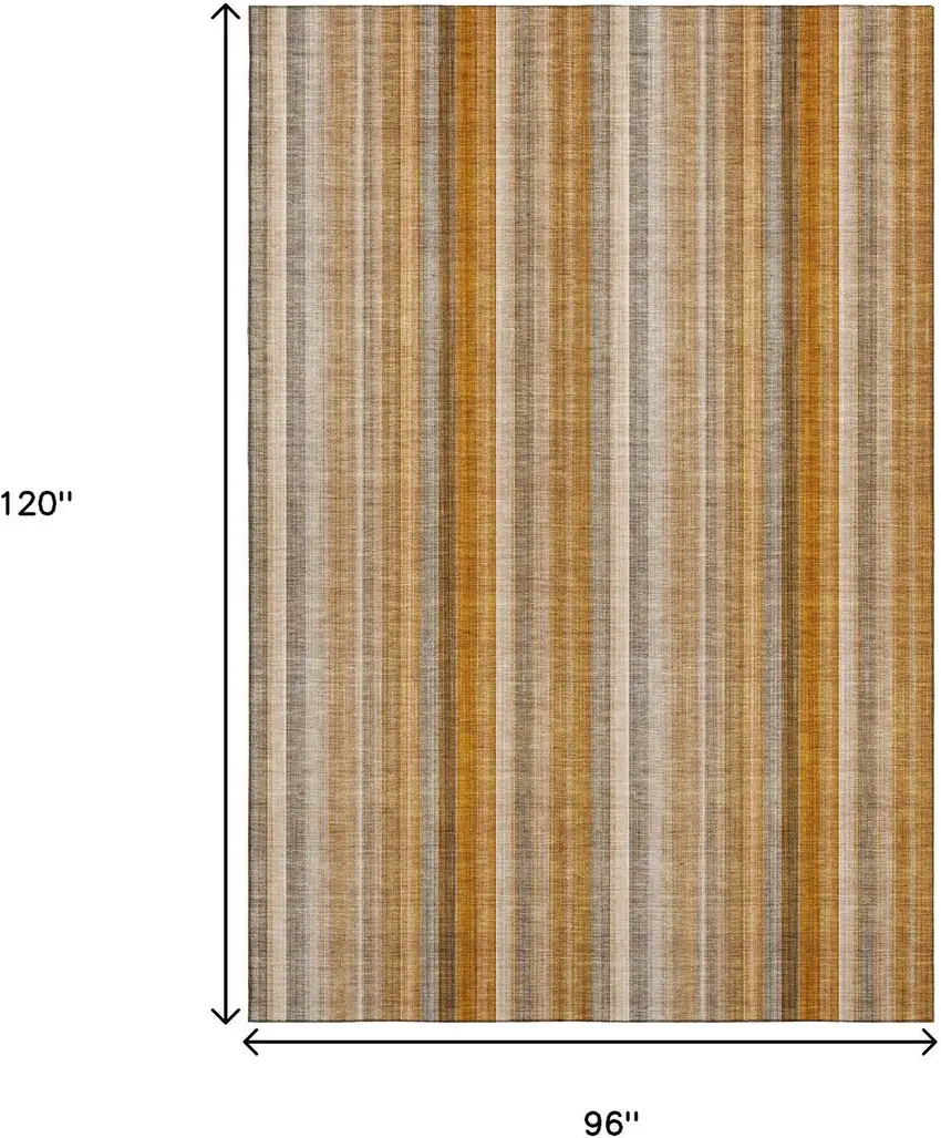 Rust And Gray Striped Washable Area Rug With UV Protection Photo 7