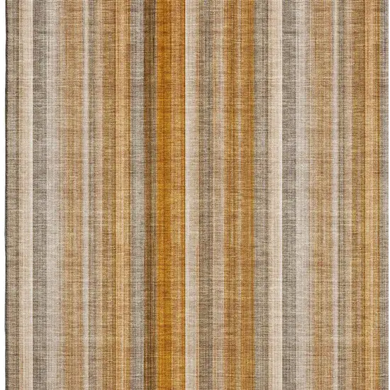 Rust And Gray Striped Washable Area Rug With UV Protection Photo 3