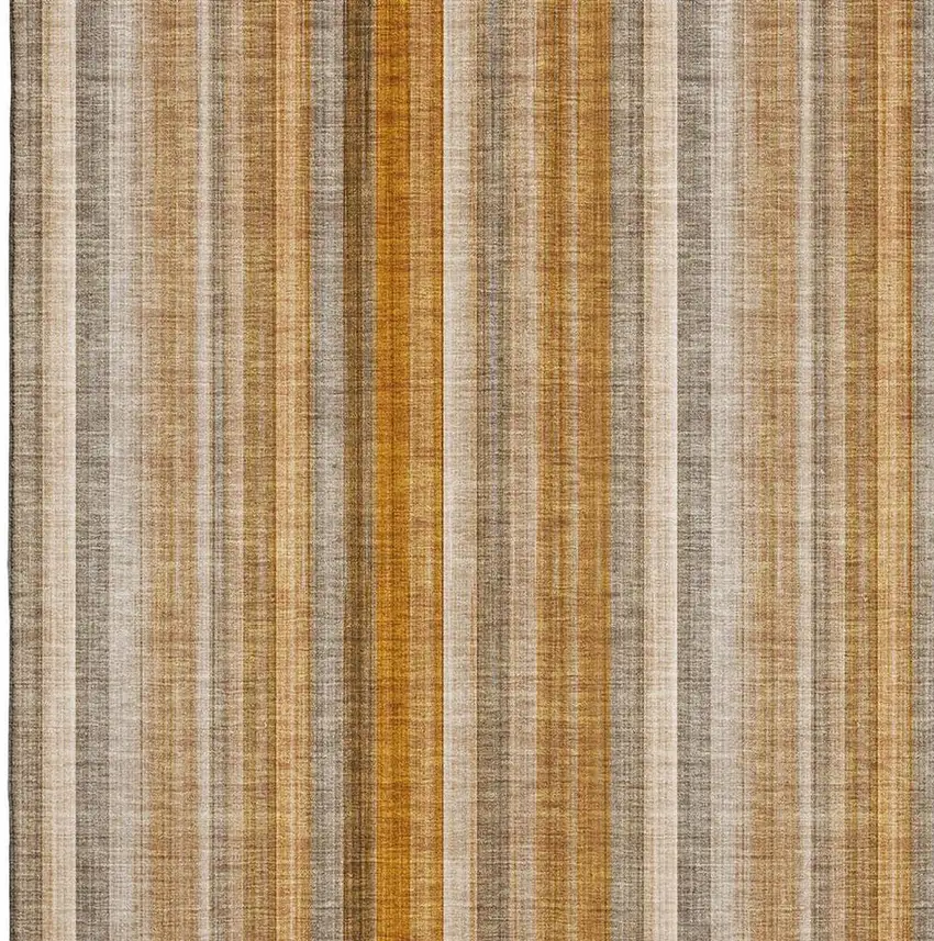 Rust And Gray Striped Washable Area Rug With UV Protection Photo 3