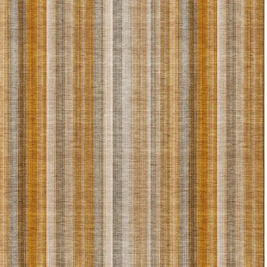 Rust And Gray Striped Washable Area Rug With UV Protection Photo 3