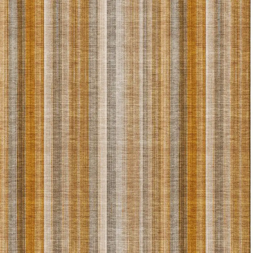 Rust And Gray Striped Washable Area Rug With UV Protection Photo 3