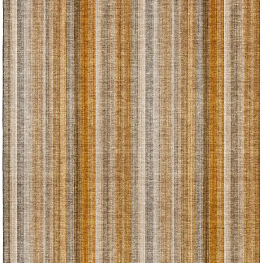 Rust And Gray Striped Washable Area Rug With UV Protection Photo 4