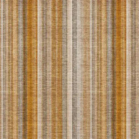 Rust And Gray Striped Washable Area Rug With UV Protection Photo 3