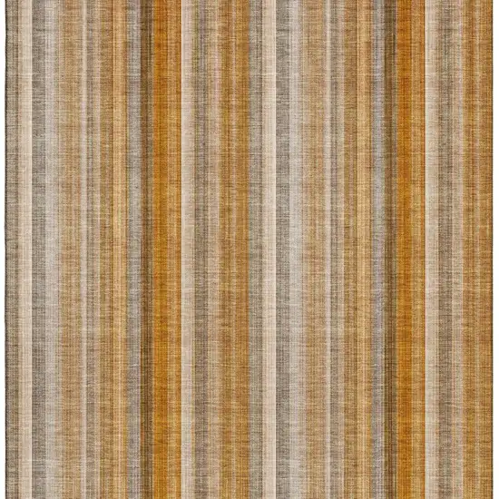 Rust And Gray Striped Washable Area Rug With UV Protection Photo 4