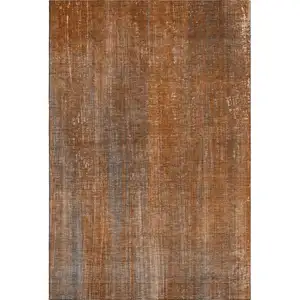 Photo of Rust And Gray Striped Washable Area Rug With UV Protection
