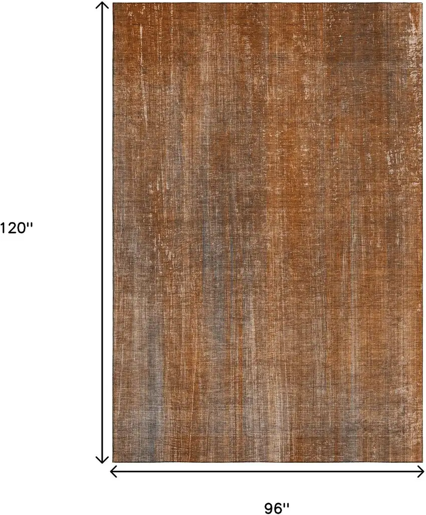 Rust And Gray Striped Washable Area Rug With UV Protection Photo 5