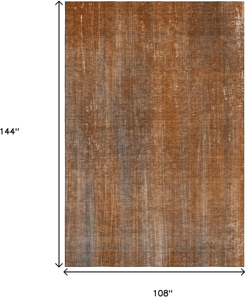 Rust And Gray Striped Washable Area Rug With UV Protection Photo 5