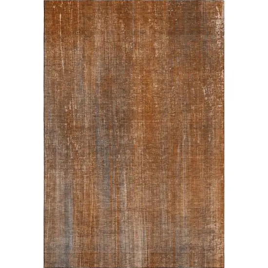Rust And Gray Striped Washable Area Rug With UV Protection Photo 1