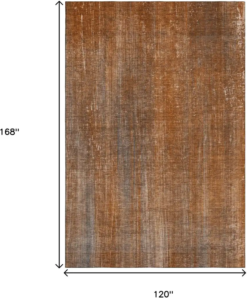 Rust And Gray Striped Washable Area Rug With UV Protection Photo 7