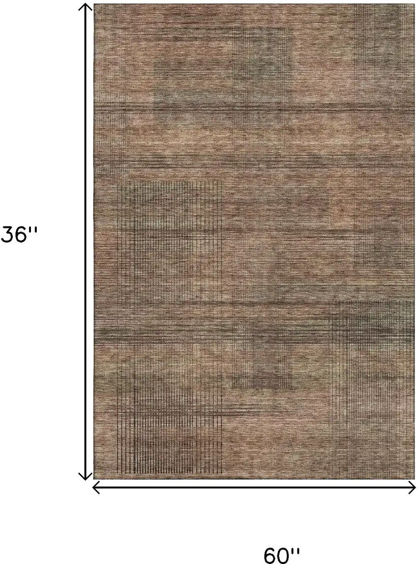 Rust And Gray Striped Washable Area Rug With UV Protection Photo 3
