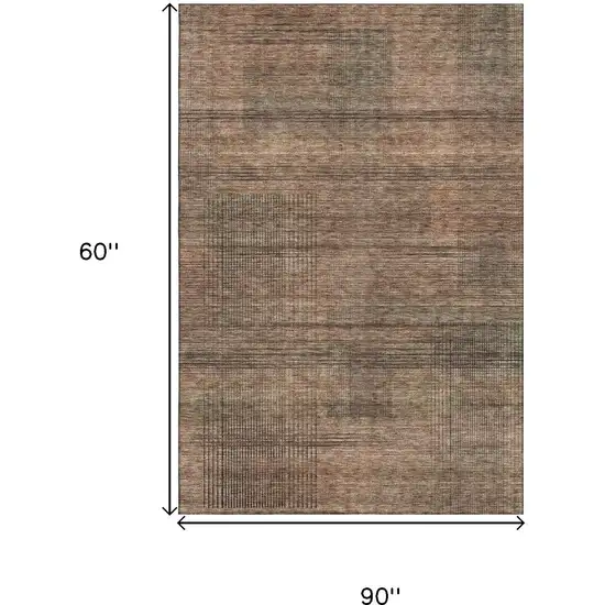 Rust And Gray Striped Washable Area Rug With UV Protection Photo 3