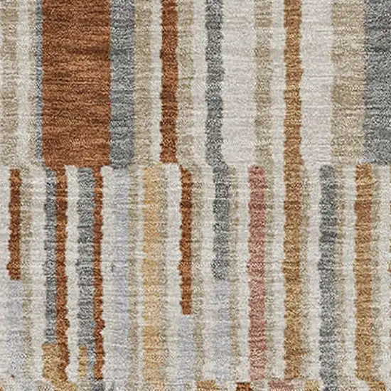 Rust And Gray Striped Washable Area Rug With UV Protection Photo 3