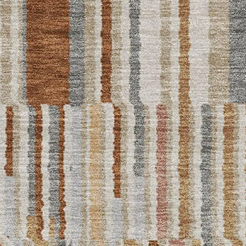 Rust And Gray Striped Washable Area Rug With UV Protection Photo 3