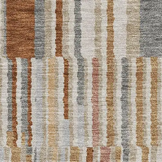 Rust And Gray Striped Washable Area Rug With UV Protection Photo 3