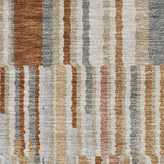Rust And Gray Striped Washable Area Rug With UV Protection Photo 3