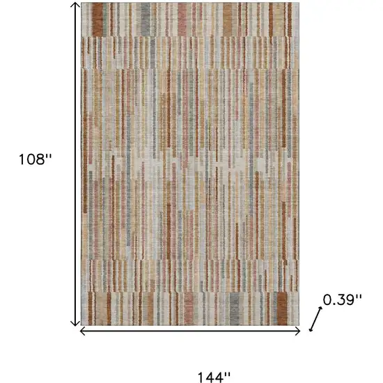 Rust And Gray Striped Washable Area Rug With UV Protection Photo 8