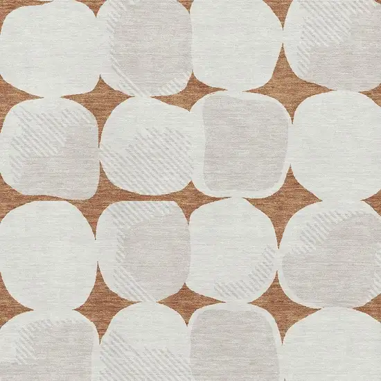 Rust And Ivory Abstract Geometric Washable Area Rug With UV Protection Photo 3