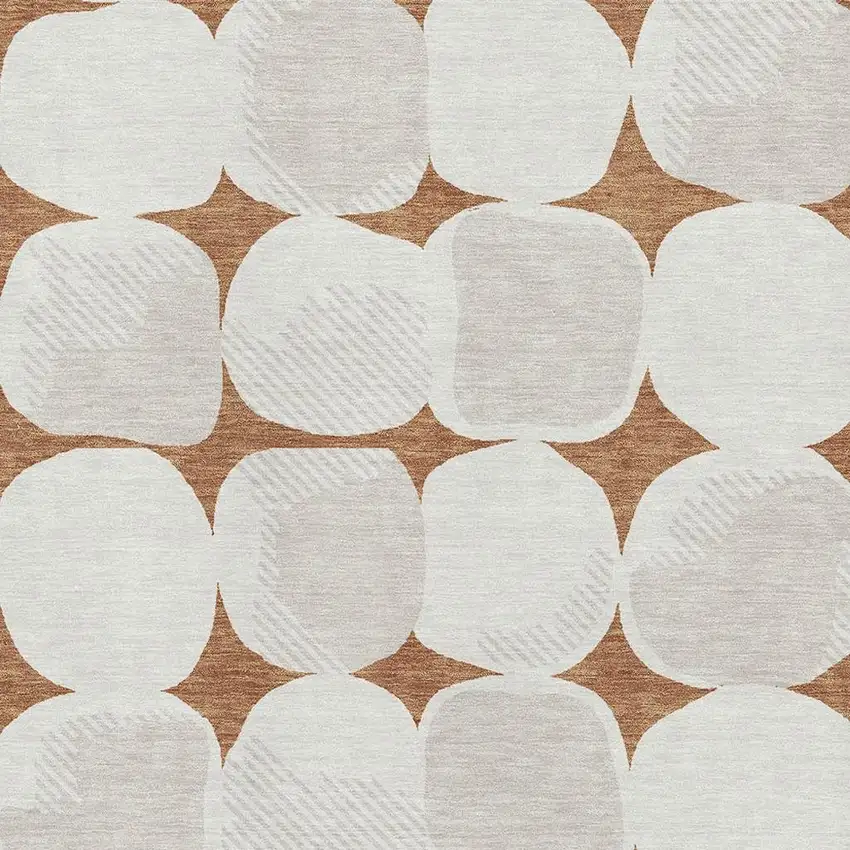 Rust And Ivory Abstract Geometric Washable Area Rug With UV Protection Photo 3