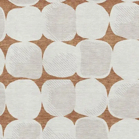 Rust And Ivory Abstract Geometric Washable Area Rug With UV Protection Photo 3