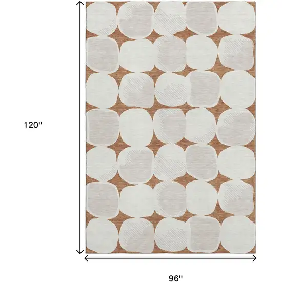 Rust And Ivory Abstract Geometric Washable Area Rug With UV Protection Photo 7