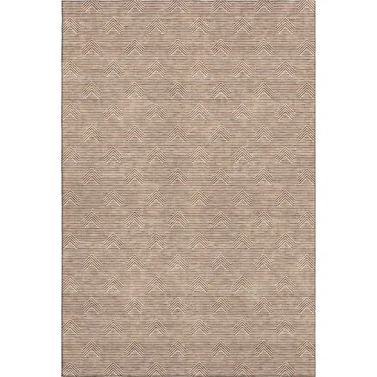 Rust And Ivory Abstract Geometric Washable Area Rug With UV Protection Photo 7