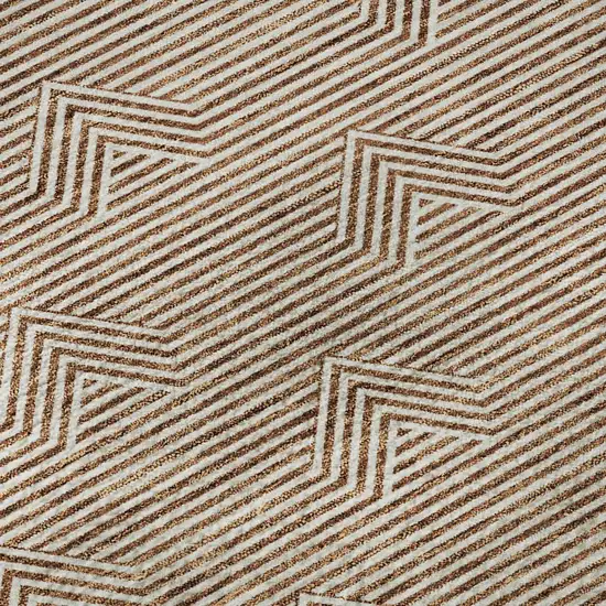 Rust And Ivory Abstract Geometric Washable Area Rug With UV Protection Photo 8