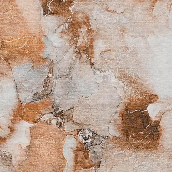 Rust And Ivory Abstract Washable Area Rug With UV Protection Photo 8