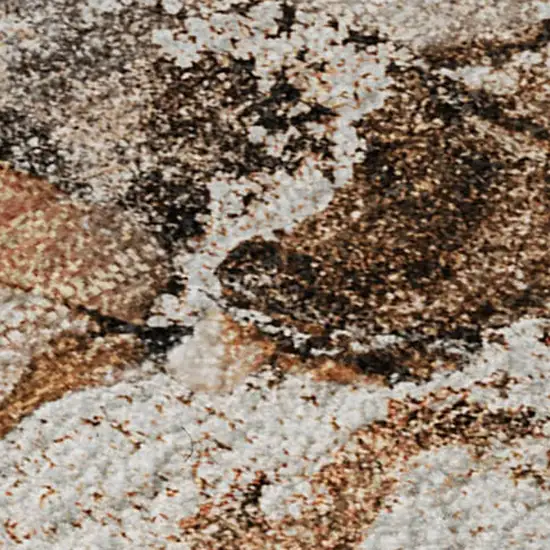 Rust And Ivory Abstract Washable Area Rug With UV Protection Photo 7
