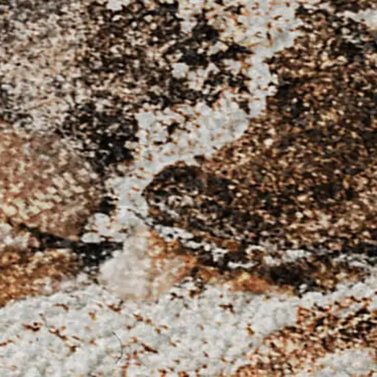 Rust And Ivory Abstract Washable Area Rug With UV Protection Photo 6