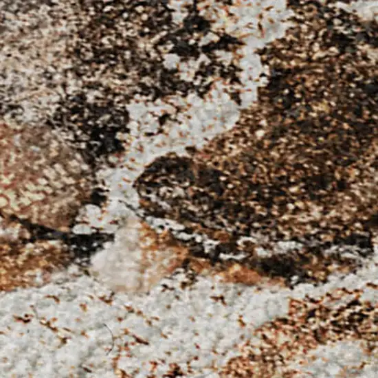 Rust And Ivory Abstract Washable Area Rug With UV Protection Photo 4