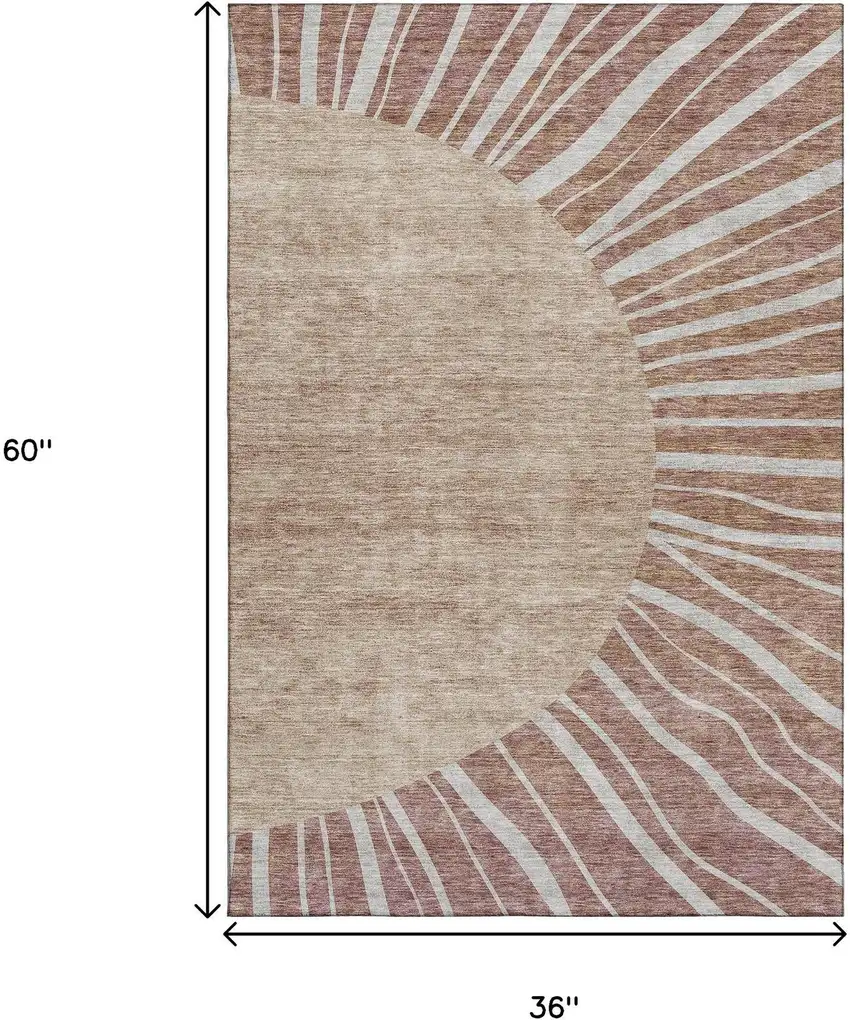 Rust And Ivory Abstract Washable Area Rug With UV Protection Photo 3