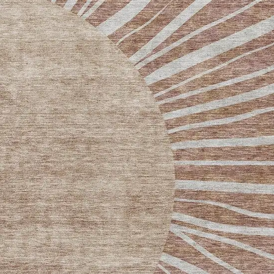 Rust And Ivory Abstract Washable Area Rug With UV Protection Photo 2