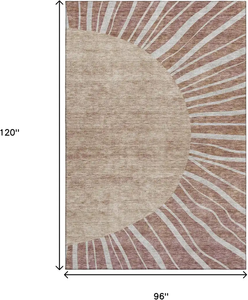 Rust And Ivory Abstract Washable Area Rug With UV Protection Photo 3