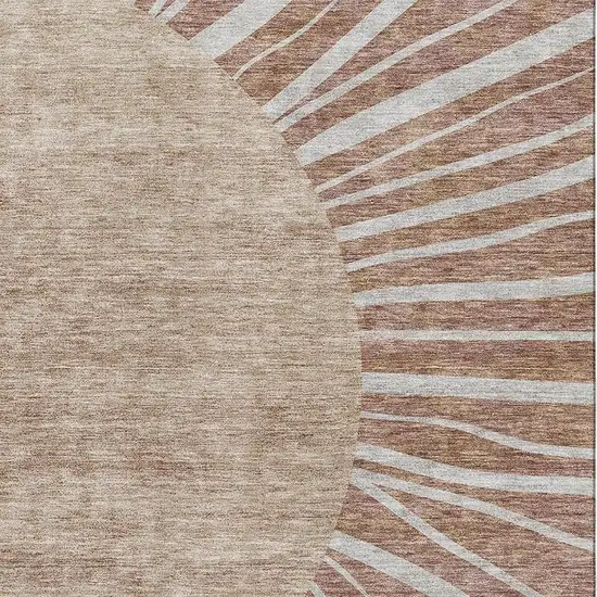 Rust And Ivory Abstract Washable Area Rug With UV Protection Photo 2