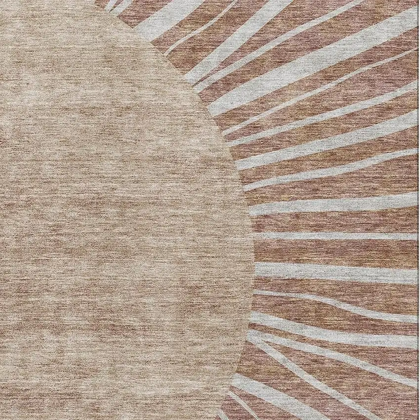 Rust And Ivory Abstract Washable Area Rug With UV Protection Photo 2