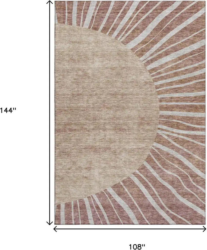 Rust And Ivory Abstract Washable Area Rug With UV Protection Photo 3