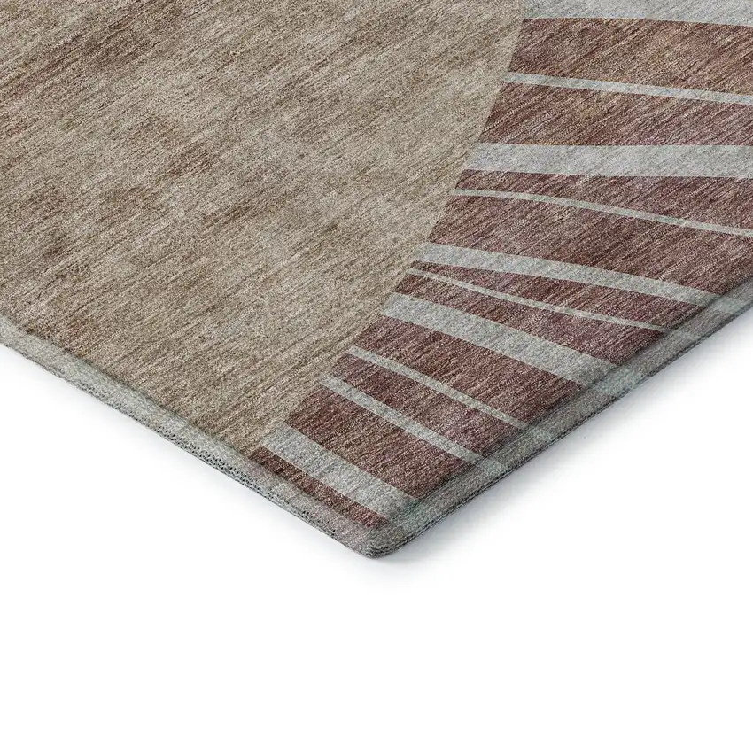Rust And Ivory Abstract Washable Area Rug With UV Protection Photo 7