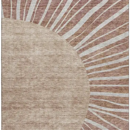 Rust And Ivory Abstract Washable Area Rug With UV Protection Photo 2