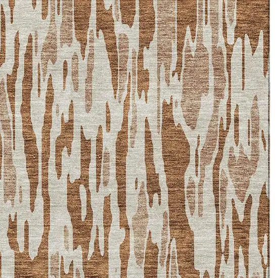 Rust And Ivory Abstract Washable Area Rug With UV Protection Photo 4
