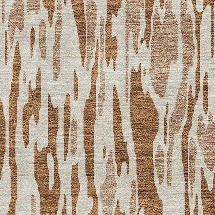 Rust And Ivory Abstract Washable Area Rug With UV Protection Photo 2