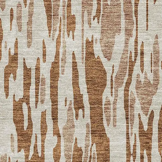 Rust And Ivory Abstract Washable Area Rug With UV Protection Photo 2