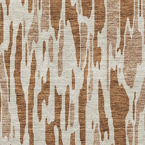 Rust And Ivory Abstract Washable Area Rug With UV Protection Photo 2