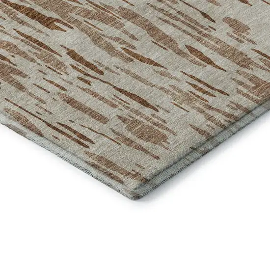 Rust And Ivory Abstract Washable Area Rug With UV Protection Photo 6