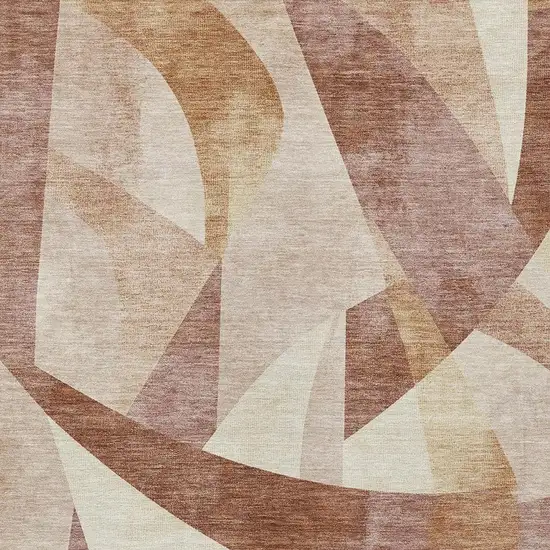 Rust And Ivory Abstract Washable Indoor Outdoor Area Rug Photo 4