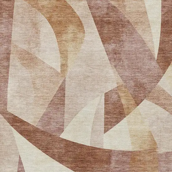 Rust And Ivory Abstract Washable Indoor Outdoor Area Rug Photo 4