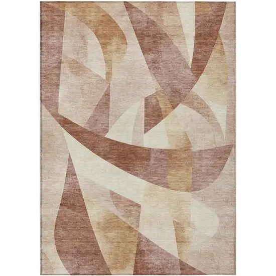 Rust And Ivory Abstract Washable Indoor Outdoor Area Rug Photo 1