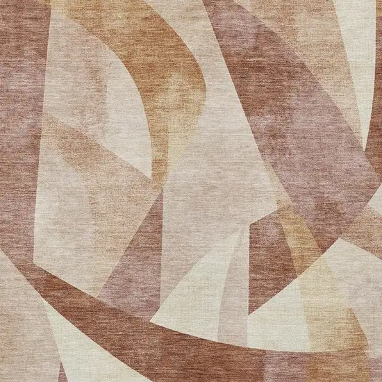Rust And Ivory Abstract Washable Indoor Outdoor Area Rug Photo 4